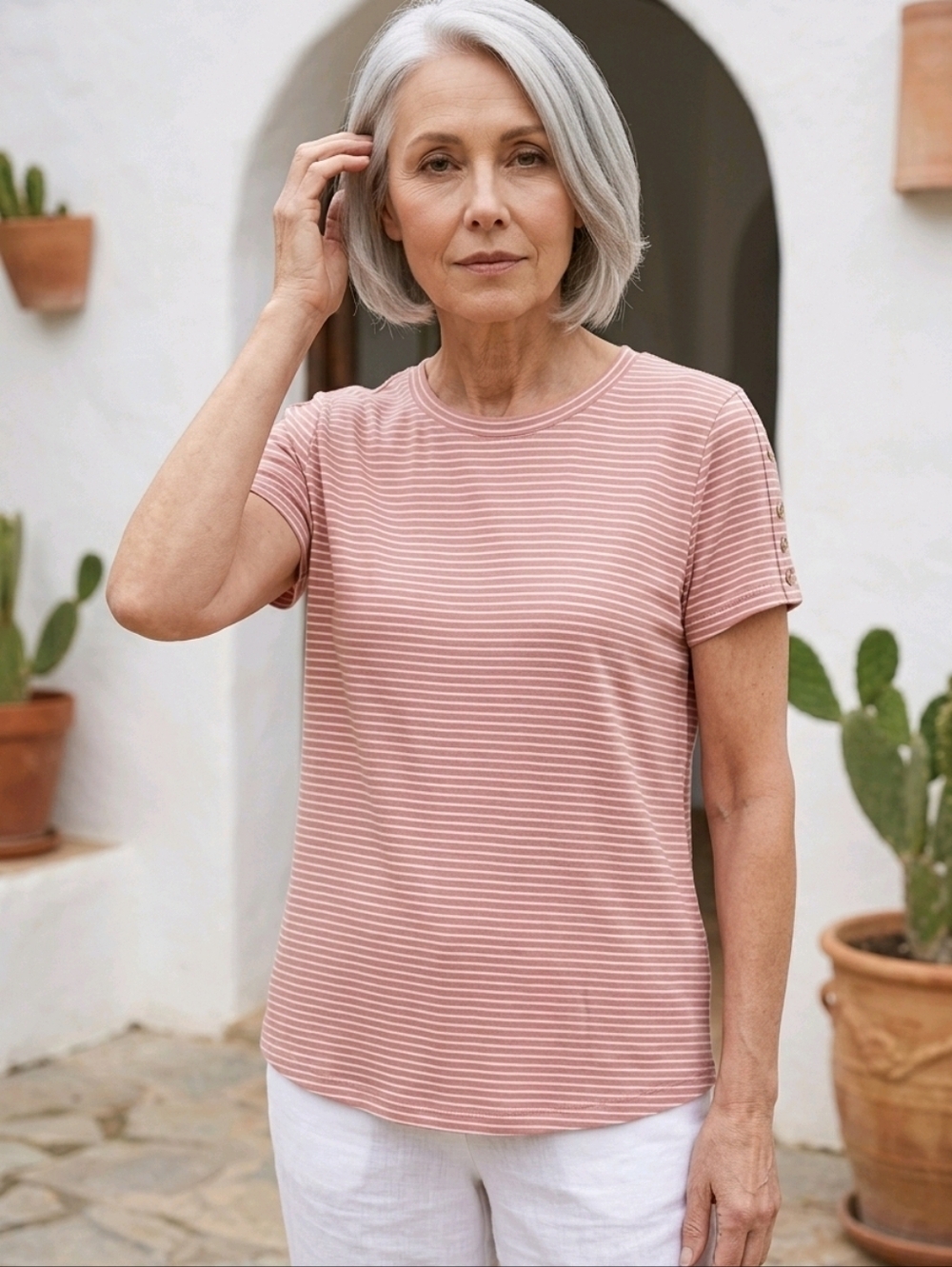 NWT Liz Claiborne Coral Lantana Stripe Top ~sz SMALL